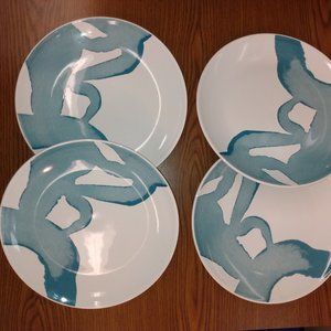 Ikea BEHAGA Blue Gray White Plates (4) Abstract